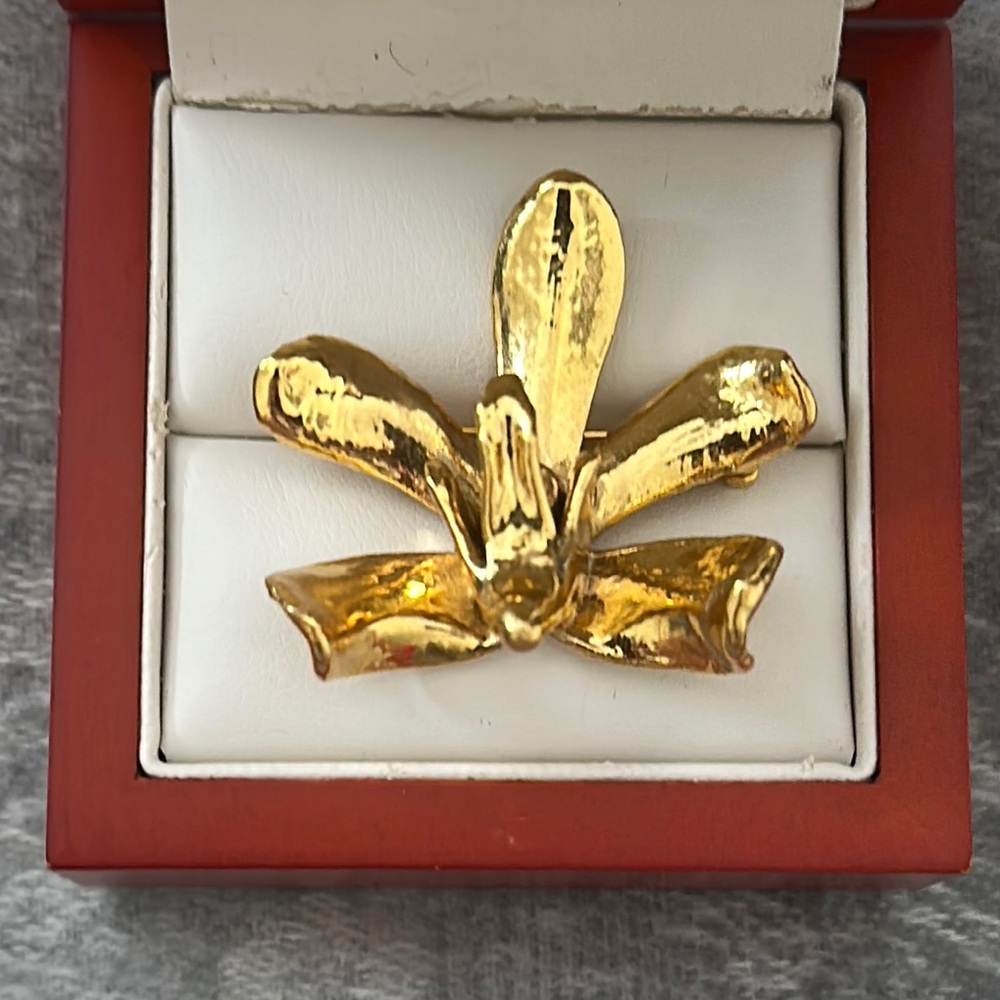 Risis Orchid Brooch 24K Gold Plated